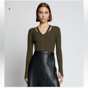 Proenza Schouler Merino Rib Knit V-Neck Sweater